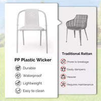 Karl Home Chaises de salle à manger d'extérieur empilables en rotin tressé PE, lot de 2
