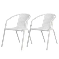 Karl Home Chaises de salle à manger d'extérieur empilables en rotin tressé PE, lot de 2