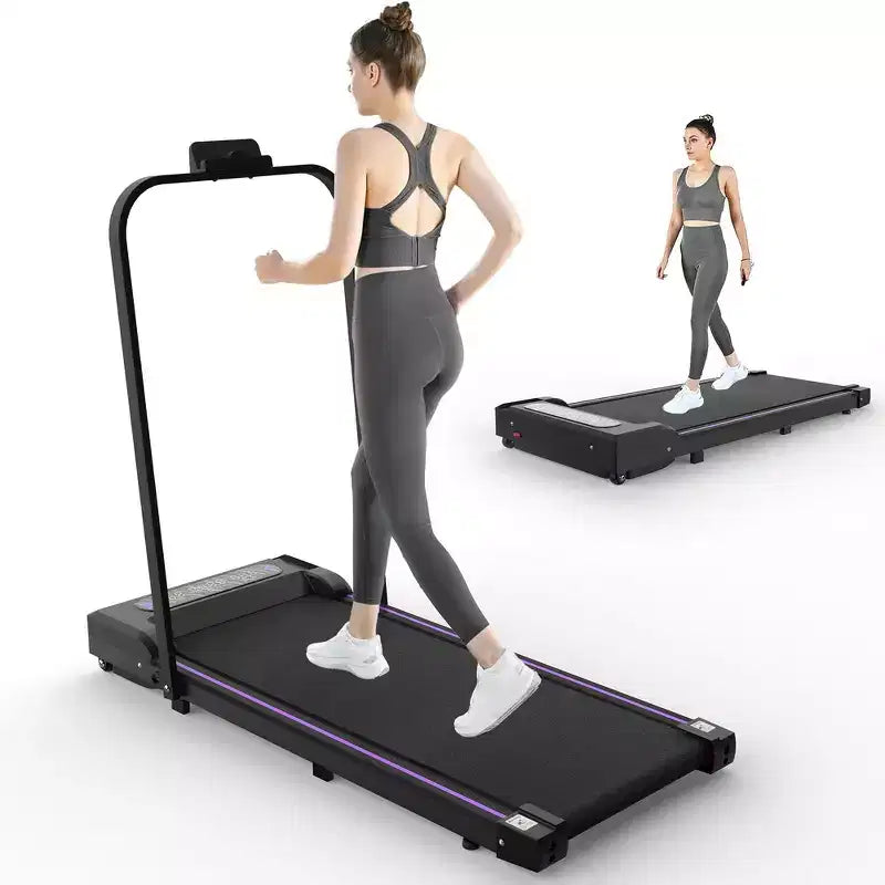 Tapis de course pliable 2 en 1 Whisen, tapis de course sous le bureau, tapis de marche d'exercice à domicile, machine de marche et de jogging avec barre de maintien