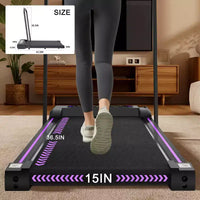 Tapis de course pliable 2 en 1 Whisen, tapis de course sous le bureau, tapis de marche d'exercice à domicile, machine de marche et de jogging avec barre de maintien