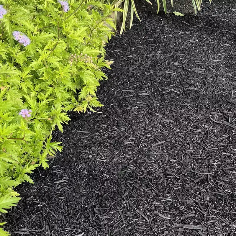 VEVOR Rouleau de tapis de paillis en caoutchouc, 2 rouleaux 140 x 4,5 po, bordure de paillis permanente en caoutchouc recyclé, barrière à fleurs à aspect naturel avec piquets, noir