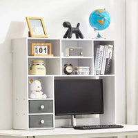 Bibliothèque de bureau, organisateur de rangement 3 niveaux, 37 X 10 X 31,1 po, étagère de rangement de bureau en bois