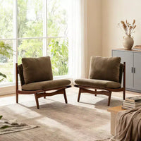 Christopher Knight Home Vista Chaise d'appoint Mocha avec cadre en bois naturel, lot de 2