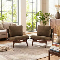Christopher Knight Home Vista Chaise d'appoint Mocha avec cadre en bois naturel, lot de 2