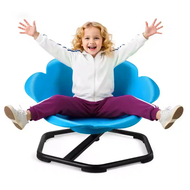 Chaise pivotante cylindrique sensorielle pour enfants avec base en métal, 100 kg, bleue