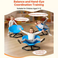 Chaise pivotante cylindrique sensorielle pour enfants avec base en métal, 100 kg, bleue