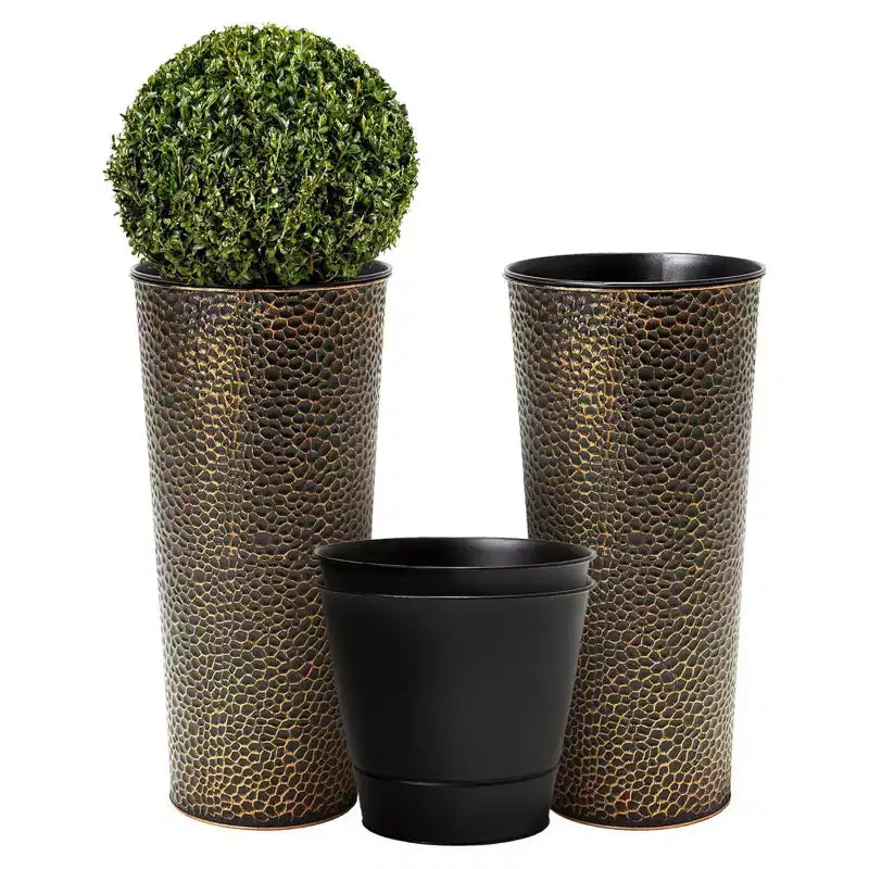 Worth 2 packs de 25 jardinières en métal avec pot intérieur pour l'intérieur ou l'extérieur, bronze