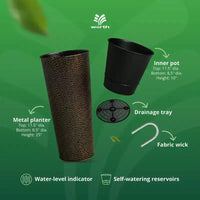 Worth 2 packs de 25 jardinières en métal avec pot intérieur pour l'intérieur ou l'extérieur, bronze