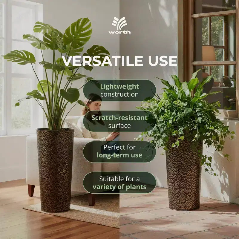 Worth 2 packs de 25 jardinières en métal avec pot intérieur pour l'intérieur ou l'extérieur, bronze