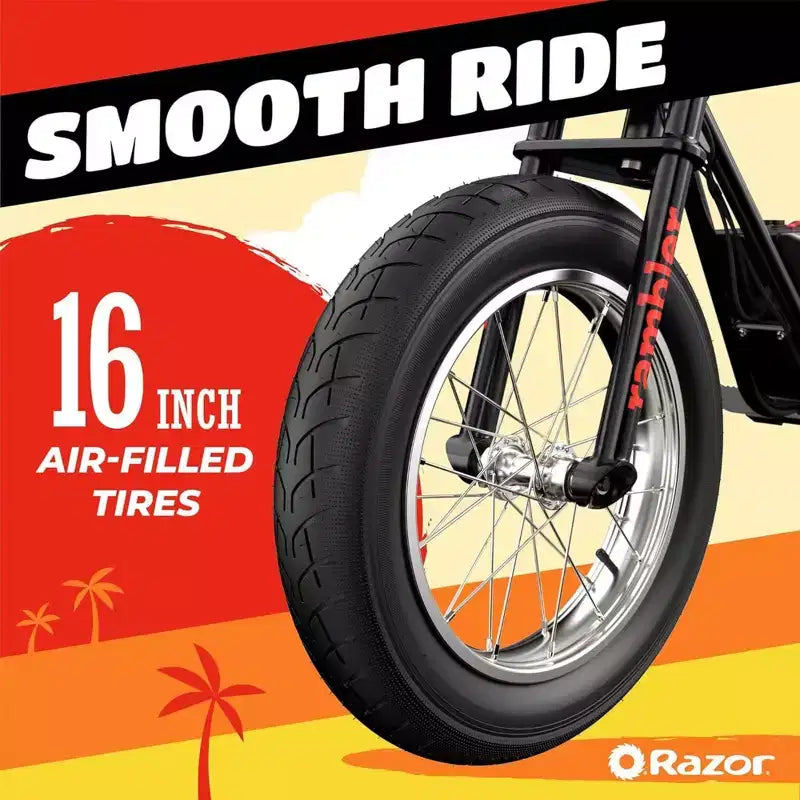Mini-moto électrique Rétro Razor Rambler 16 avec moteur 350W et batterie 36V, noire