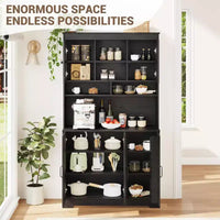 Armoire de garde-manger, Armoire de rangement haute de cuisine avec huche, pour salle à manger