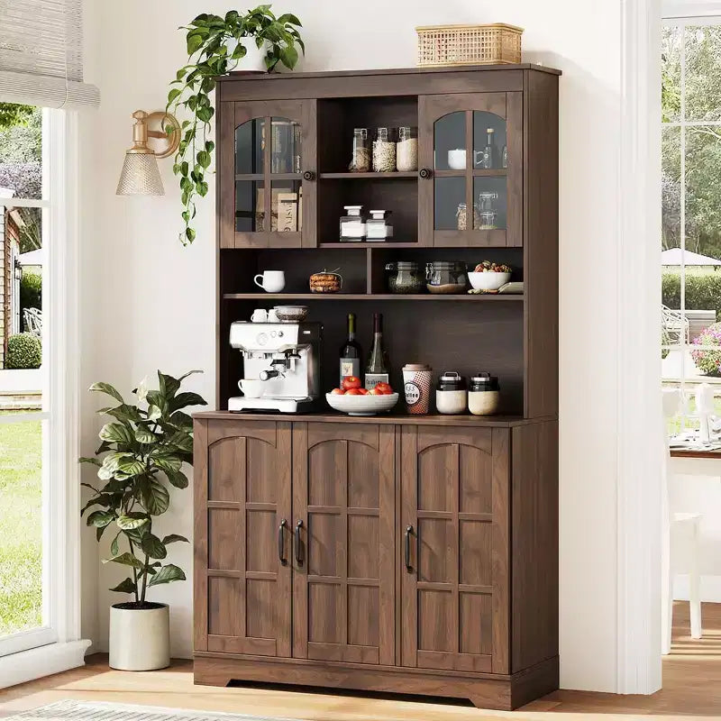Armoire de garde-manger, Armoire de rangement haute de cuisine avec huche, pour salle à manger