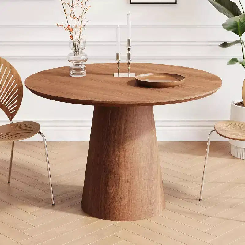 Table à manger ronde de 109 cm, table de cuisine moderne en bois, design peu encombrant, montage facile, pour petits espaces, appartements