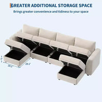 Canapé modulable 108-163 en L/U, 4 à 9 places, modèle Cloud, avec rangement sous toutes les assises, méridienne réversible, convertible en chenille
