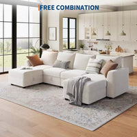 Canapé modulable 108-163 en L/U, 4 à 9 places, modèle Cloud, avec rangement sous toutes les assises, méridienne réversible, convertible en chenille