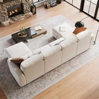 Canapé modulable 108-163 en L/U, 4 à 9 places, modèle Cloud, avec rangement sous toutes les assises, méridienne réversible, convertible en chenille
