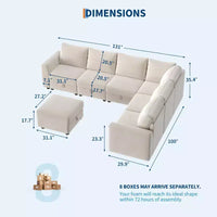 Canapé modulable 108-163 en L/U, 4 à 9 places, modèle Cloud, avec rangement sous toutes les assises, méridienne réversible, convertible en chenille