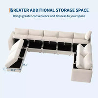 Canapé modulable 108-163 en L/U, 4 à 9 places, modèle Cloud, avec rangement sous toutes les assises, méridienne réversible, convertible en chenille