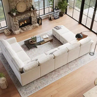 Canapé modulable 108-163 en L/U, 4 à 9 places, modèle Cloud, avec rangement sous toutes les assises, méridienne réversible, convertible en chenille