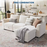 Canapé modulable 108-163 en L/U, 4 à 9 places, modèle Cloud, avec rangement sous toutes les assises, méridienne réversible, convertible en chenille