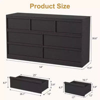 Commode à 7 tiroirs Acekool pour chambre à coucher, meuble de rangement en bois avec poignées concaves, organisateur moderne de commode, noir