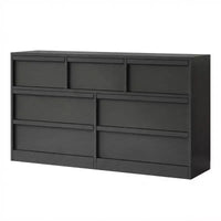 Commode à 7 tiroirs Acekool pour chambre à coucher, meuble de rangement en bois avec poignées concaves, organisateur moderne de commode, noir