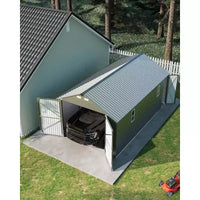 Carport métallique fermé 12x20 pi, toit en acier vertical, usage toutes saisons, abri de garage métallique