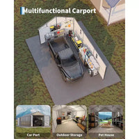 Carport métallique fermé 12x20 pi, toit en acier vertical, usage toutes saisons, abri de garage métallique