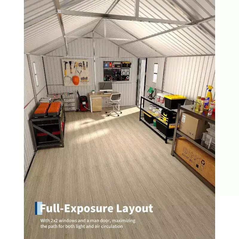 Carport métallique fermé 12x20 pi, toit en acier vertical, usage toutes saisons, abri de garage métallique
