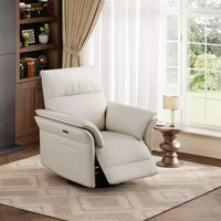 Fauteuil inclinable pivotant à bascule Acekool, fauteuil de relaxation en cuir PU avec assise profonde pour salon, chambre, chambre de bébé, blanc