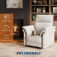 Fauteuil inclinable pivotant à bascule Acekool, fauteuil de relaxation en cuir PU avec assise profonde pour salon, chambre, chambre de bébé, blanc