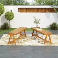 Lot de 2 bancs de salle à manger extérieurs, banc de patio en bois d'acacia, banc de jardin toutes saisons pour bord de piscine et repas extérieur - Panipeachy