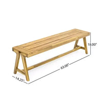 Lot de 2 bancs de salle à manger extérieurs, banc de patio en bois d'acacia, banc de jardin toutes saisons pour bord de piscine et repas extérieur - Panipeachy