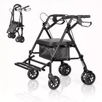Portable Collapsible Wheelchair for Adults, 299lb Capacity, 6 Wheels, Adjustable Height, Underseat Storage, Comfortable Seat & Foot Pedal