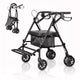 Portable Collapsible Wheelchair for Adults, 299lb Capacity, 6 Wheels, Adjustable Height, Underseat Storage, Comfortable Seat & Foot Pedal