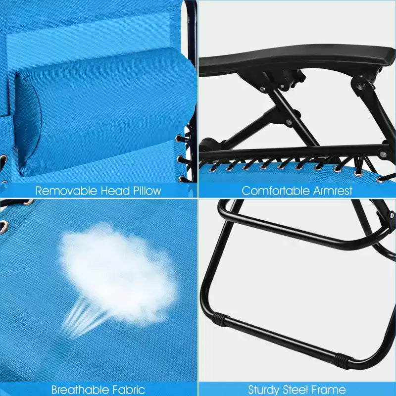 Costway Chaise zéro gravité 2 pièces, fauteuils inclinables réglables en Textilene