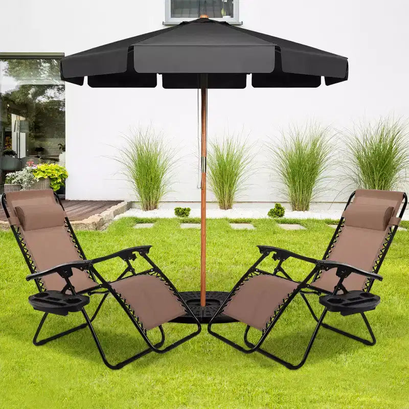Costway Chaise zéro gravité 2 pièces, fauteuils inclinables réglables en Textilene