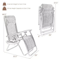 Costway Chaise zéro gravité 2 pièces, fauteuils inclinables réglables en Textilene
