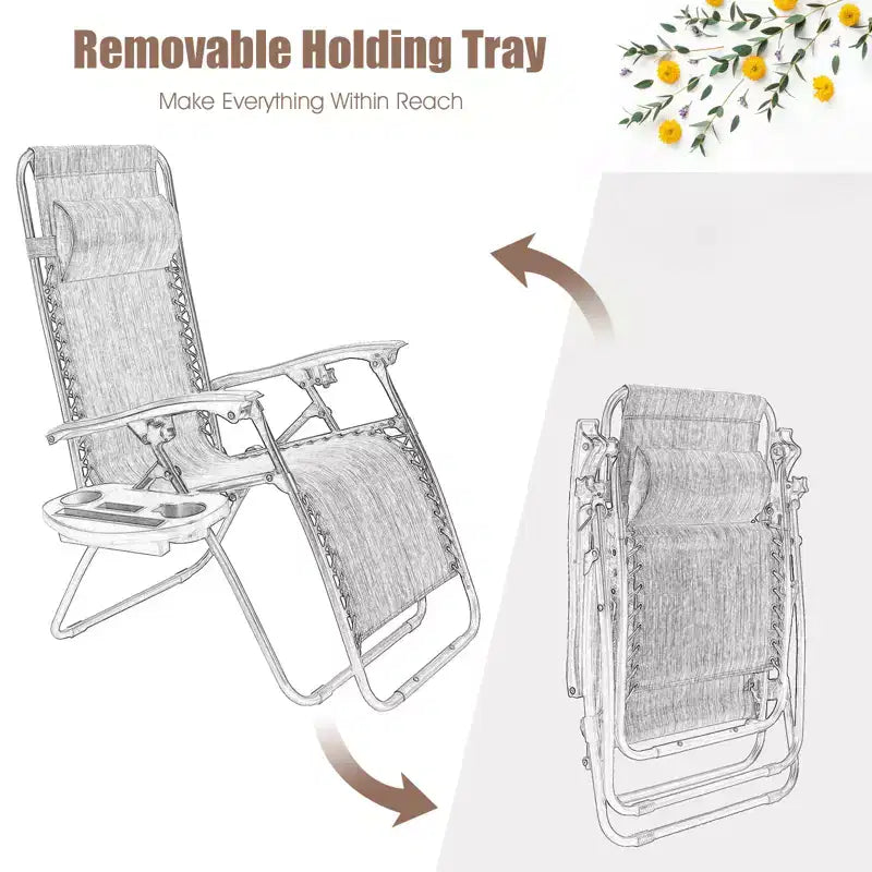Costway Chaise zéro gravité 2 pièces, fauteuils inclinables réglables en Textilene
