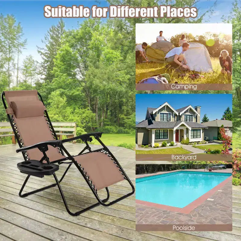 Costway Chaise zéro gravité 2 pièces, fauteuils inclinables réglables en Textilene