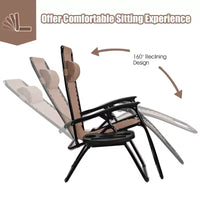 Costway Chaise zéro gravité 2 pièces, fauteuils inclinables réglables en Textilene