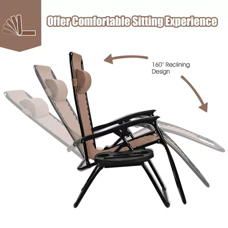 Costway Chaise zéro gravité 2 pièces, fauteuils inclinables réglables en Textilene