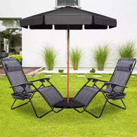 Costway Chaise zéro gravité 2 pièces, fauteuils inclinables réglables en Textilene