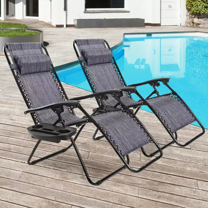 Costway Chaise zéro gravité 2 pièces, fauteuils inclinables réglables en Textilene