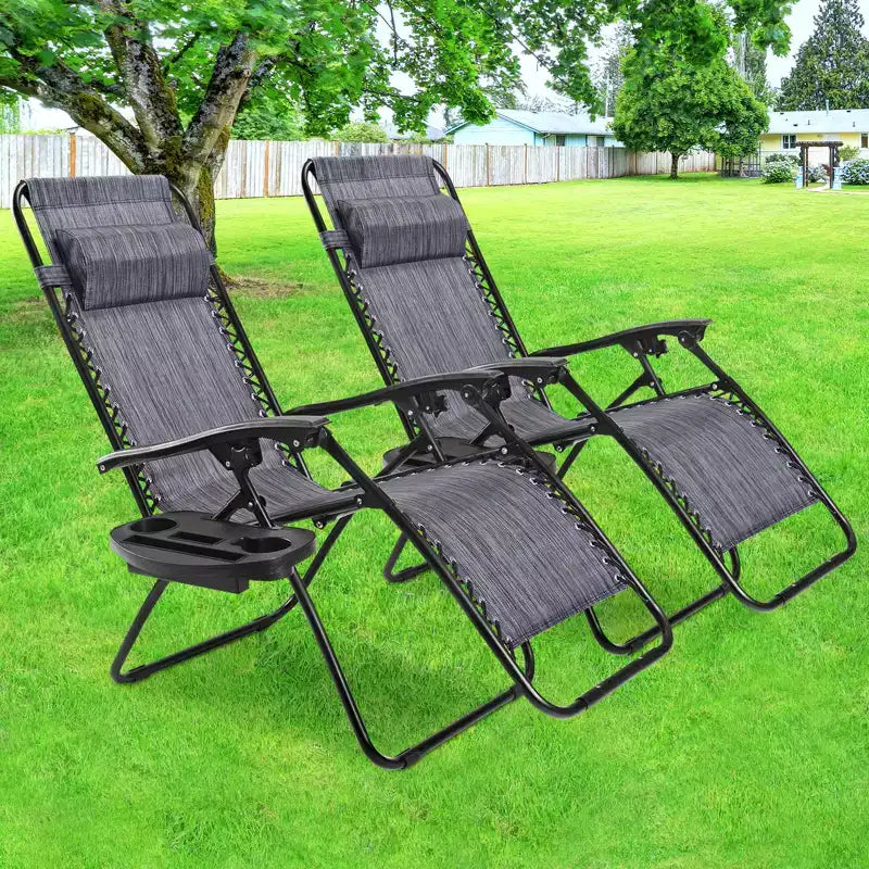 Costway Chaise zéro gravité 2 pièces, fauteuils inclinables réglables en Textilene