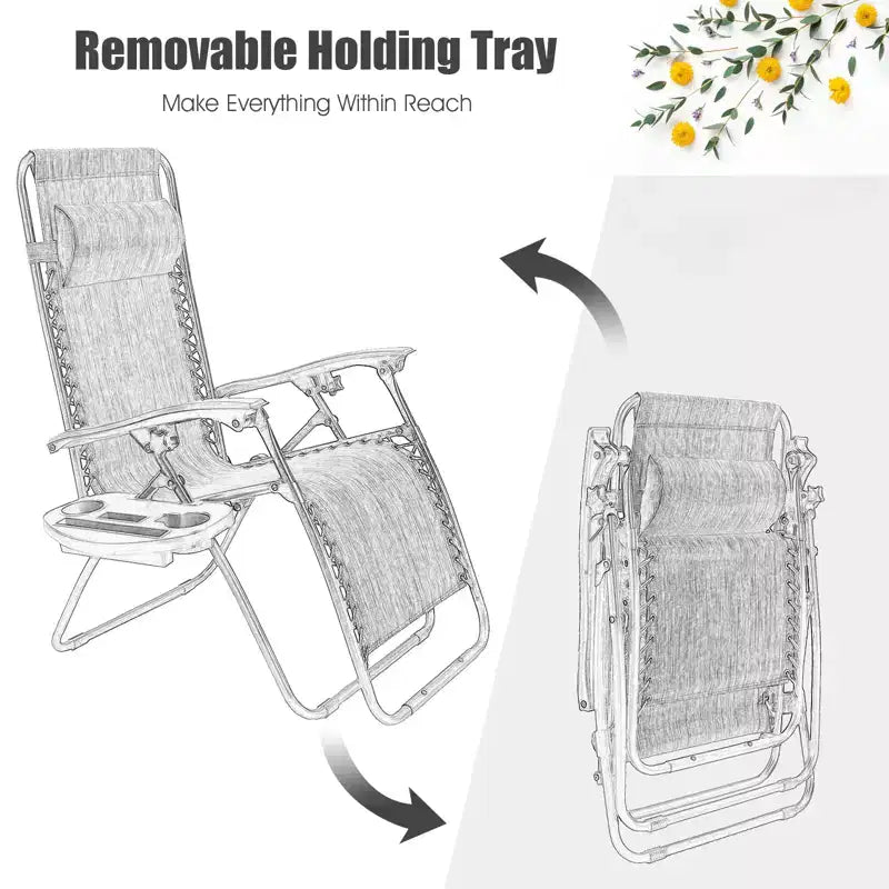 Costway Chaise zéro gravité 2 pièces, fauteuils inclinables réglables en Textilene