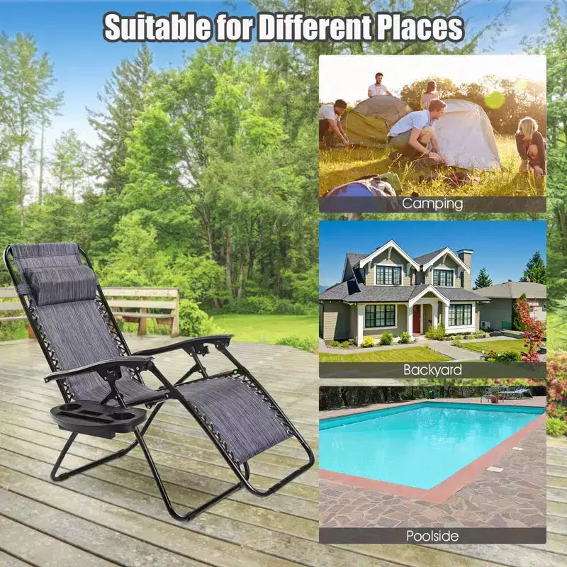 Costway Chaise zéro gravité 2 pièces, fauteuils inclinables réglables en Textilene