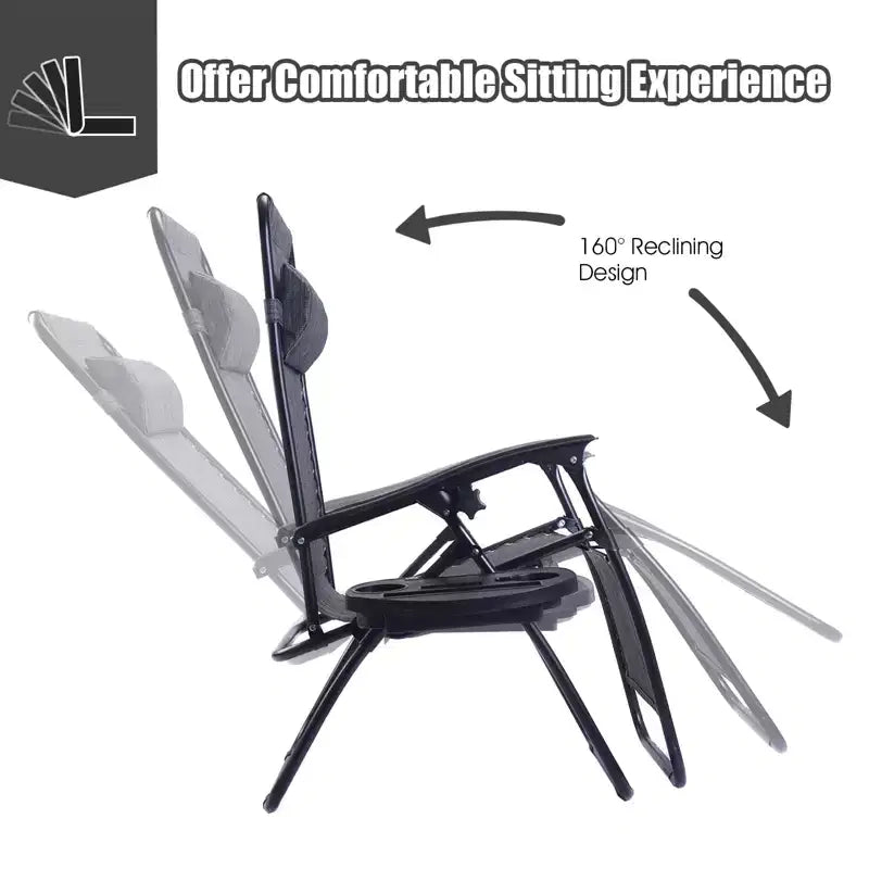 Costway Chaise zéro gravité 2 pièces, fauteuils inclinables réglables en Textilene