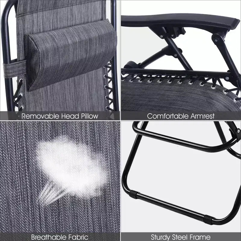 Costway Chaise zéro gravité 2 pièces, fauteuils inclinables réglables en Textilene