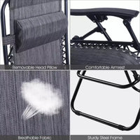 Costway Chaise zéro gravité 2 pièces, fauteuils inclinables réglables en Textilene